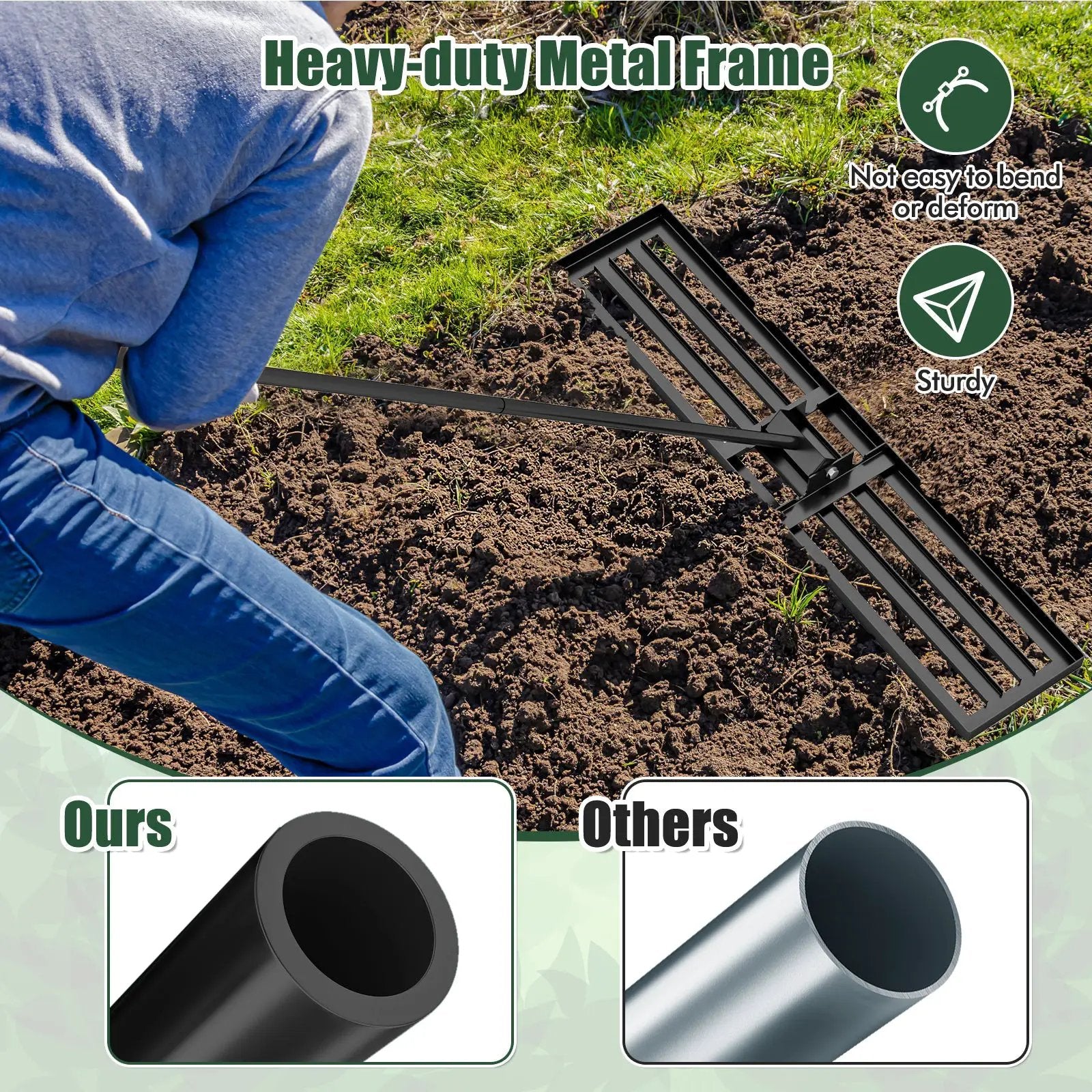Lawn Leveling Rake 46 x 10 Inch Heavy Duty Lawn Level Tool for Soil by DirectDeals