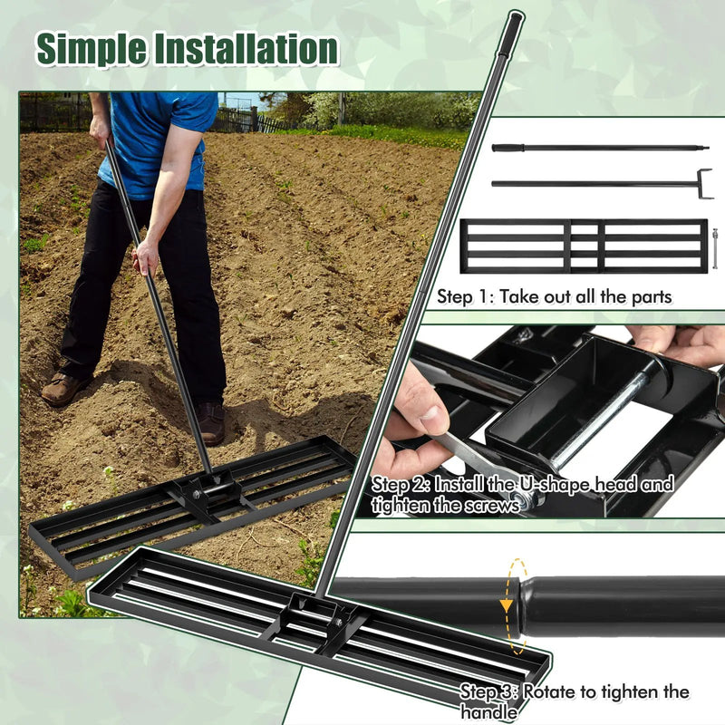 Lawn Leveling Rake 46 x 10 Inch Heavy Duty Lawn Level Tool for Soil by DirectDeals