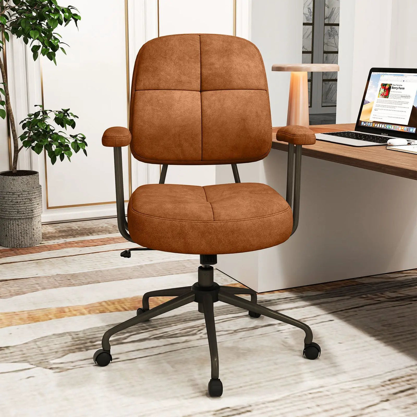 Leathaire Upholstered Task Home Office Chair with Cushioned Back by DirectDeals