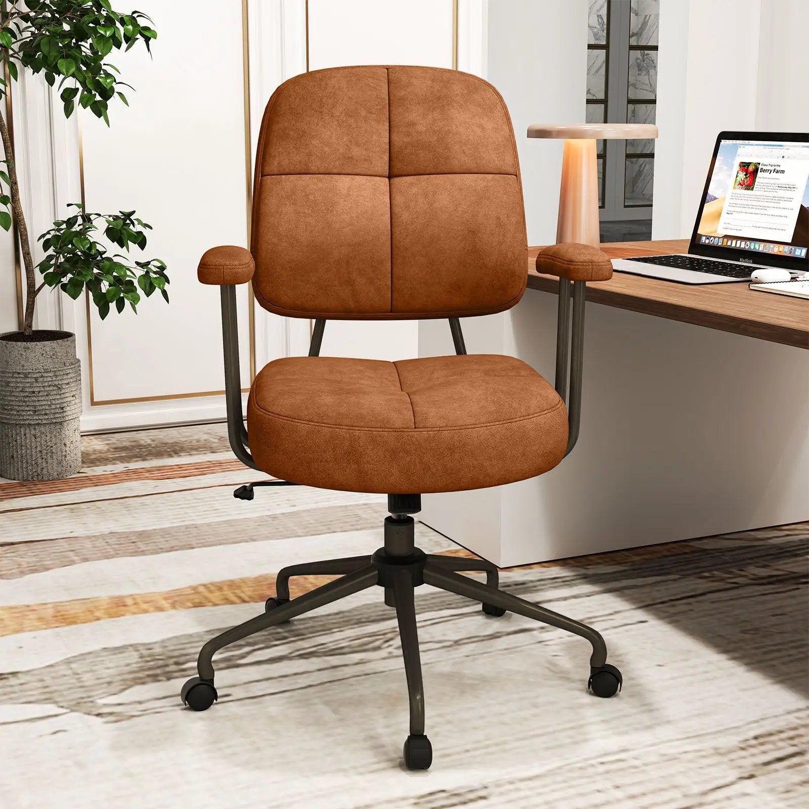 Leathaire Upholstered Task Home Office Chair with Cushioned Back by DirectDeals