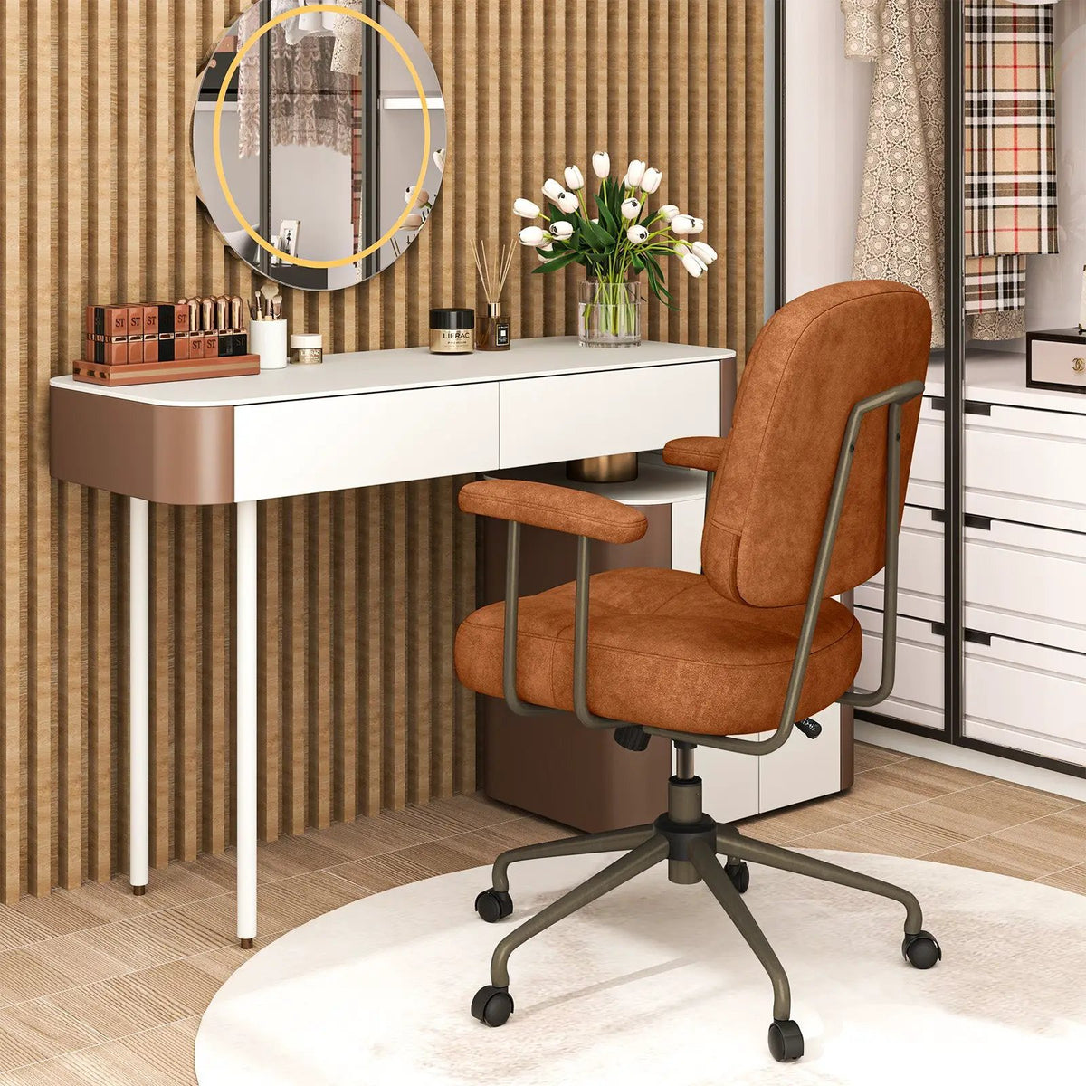 Leathaire Upholstered Task Home Office Chair with Cushioned Back by DirectDeals