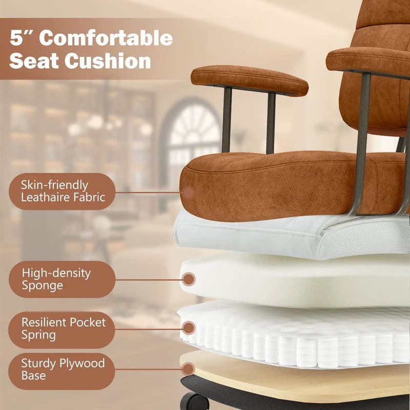 Leathaire Upholstered Task Home Office Chair with Cushioned Back by DirectDeals