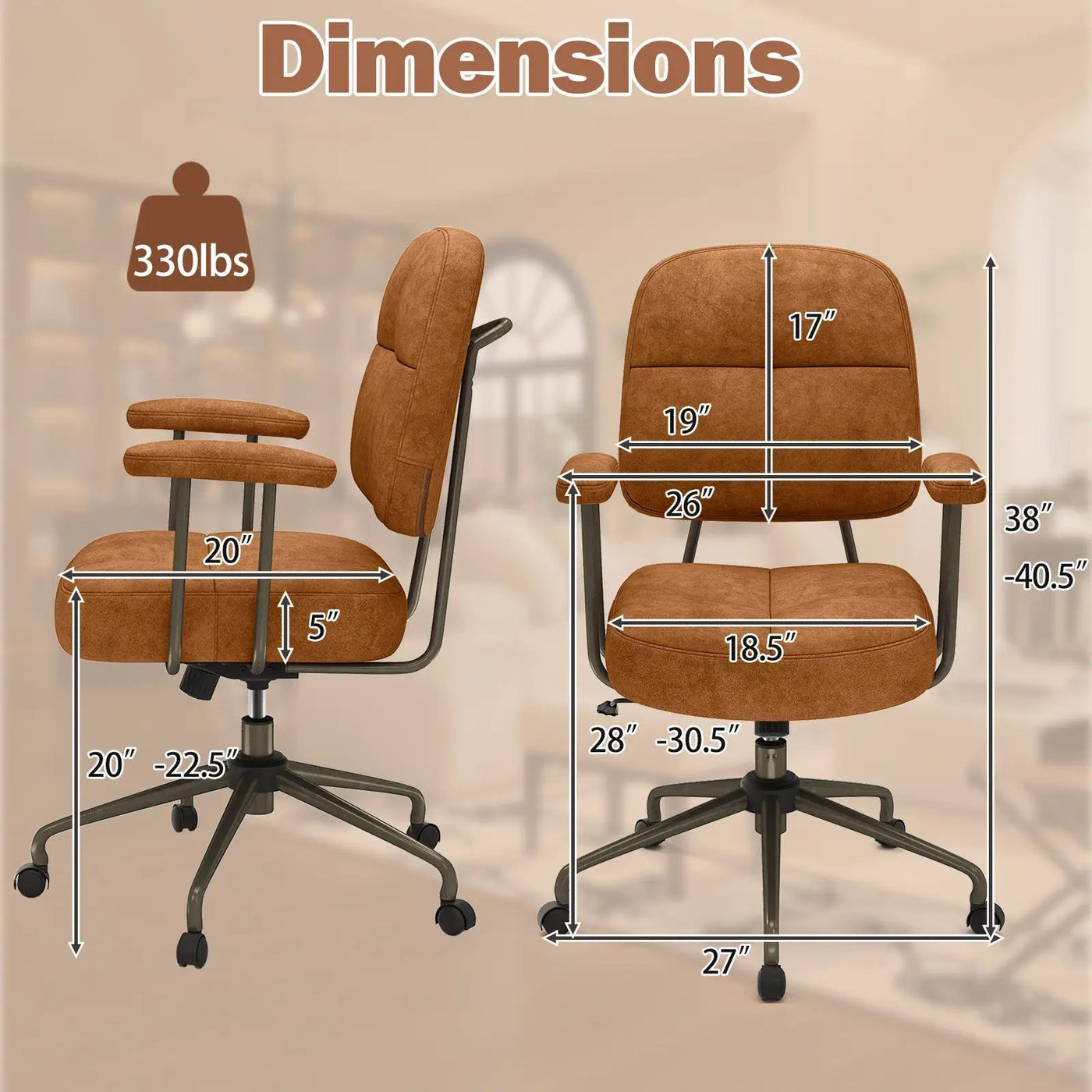 Leathaire Upholstered Task Home Office Chair with Cushioned Back by DirectDeals