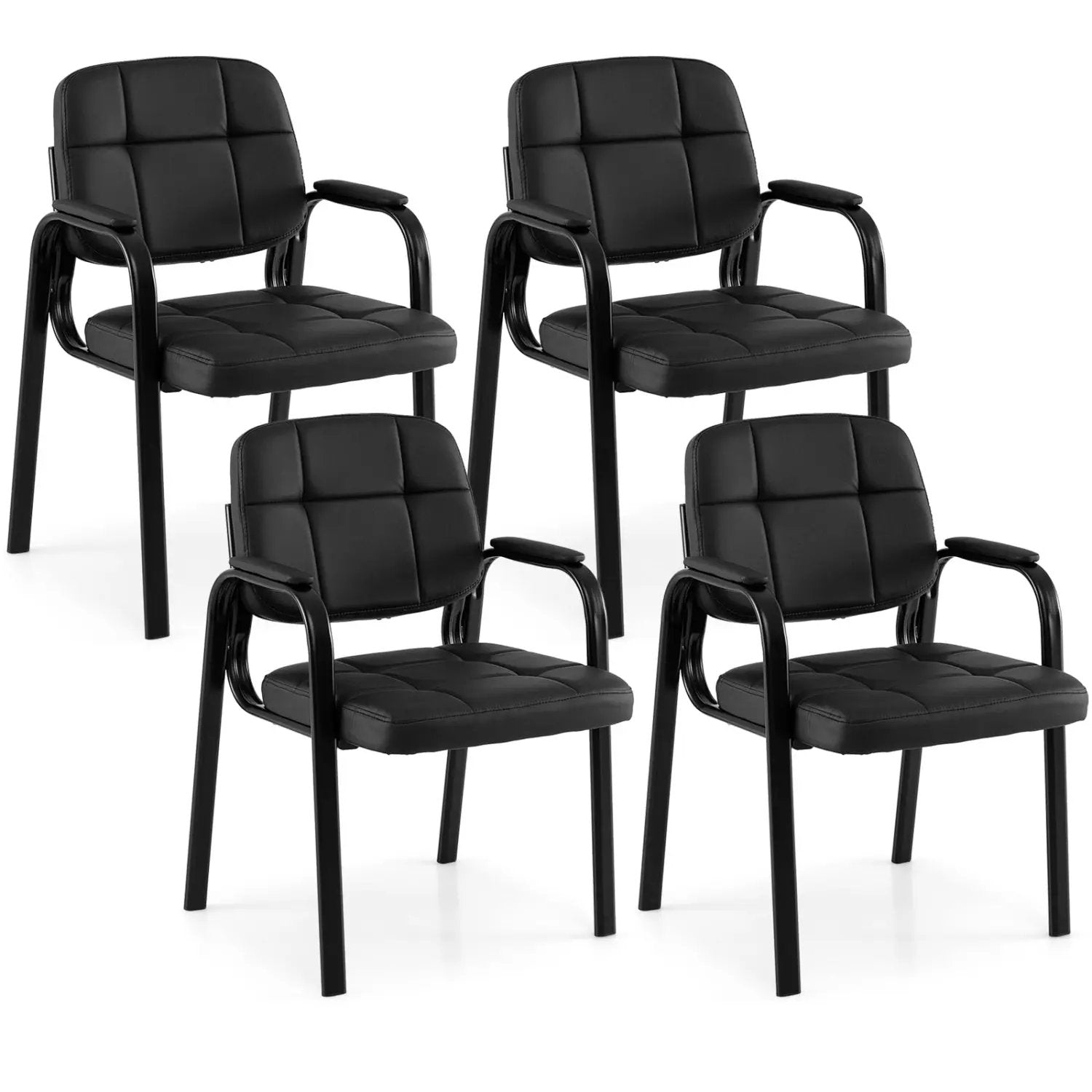 Leather Office Reception Chairs Waiting Room Guest Chairs Set of 4 by DirectDeals