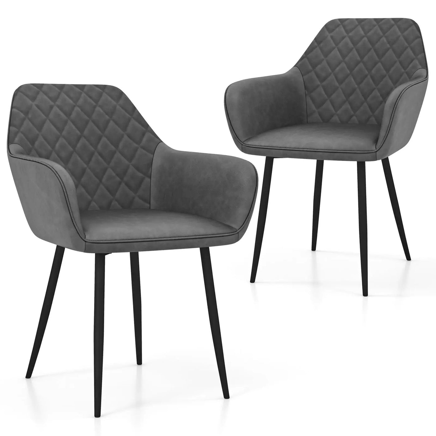 Leisure Dining Chair Set of 2 with Curved Backrest and Wide Seat by DirectDeals