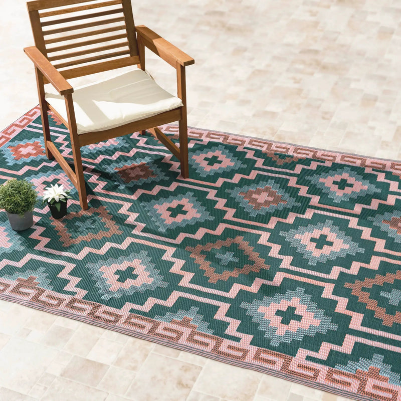Lhasa - Green Outdoor Rug for Patio by Fab Habitat