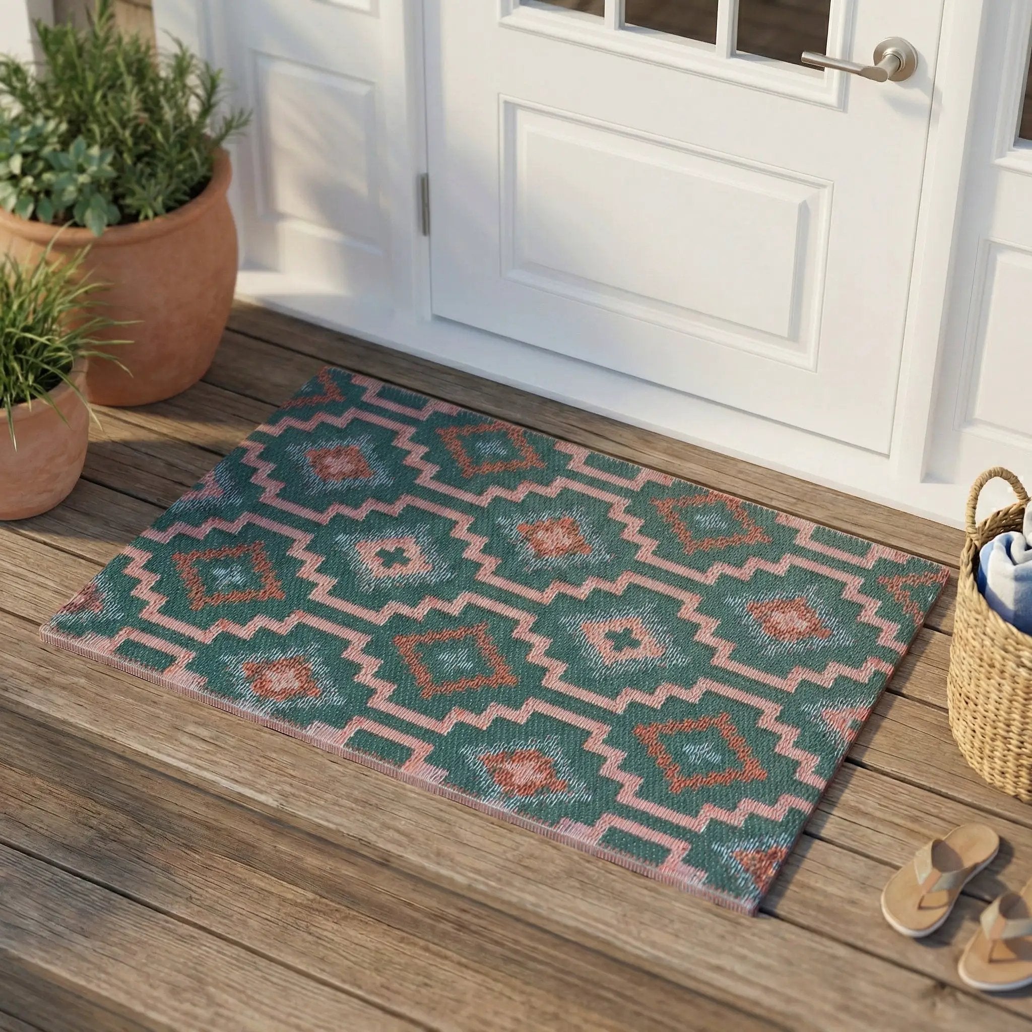 Lhasa Green Outdoor Doormat – 24" x 36" Non-Slip, Recycled Plastic by Fab Habitat