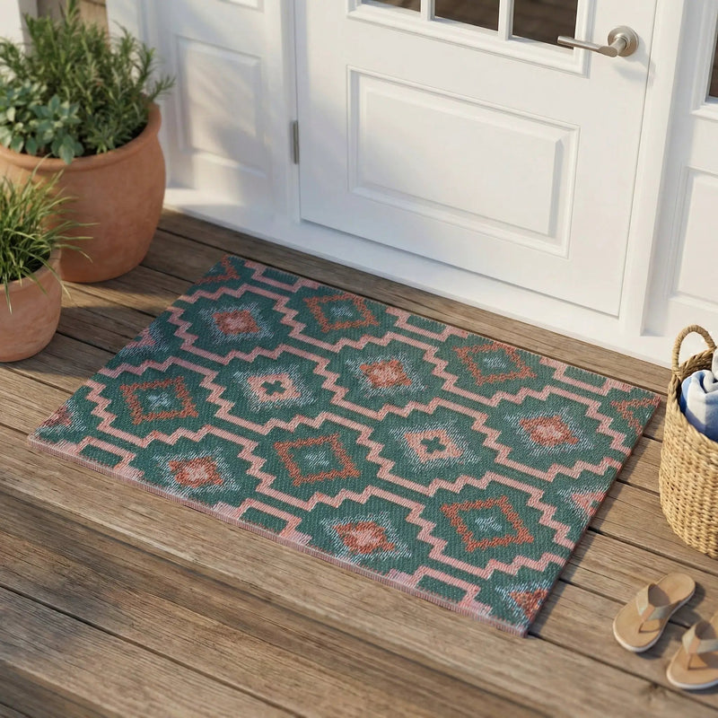 Lhasa Green Outdoor Doormat – 24" x 36" Non-Slip, Recycled Plastic by Fab Habitat