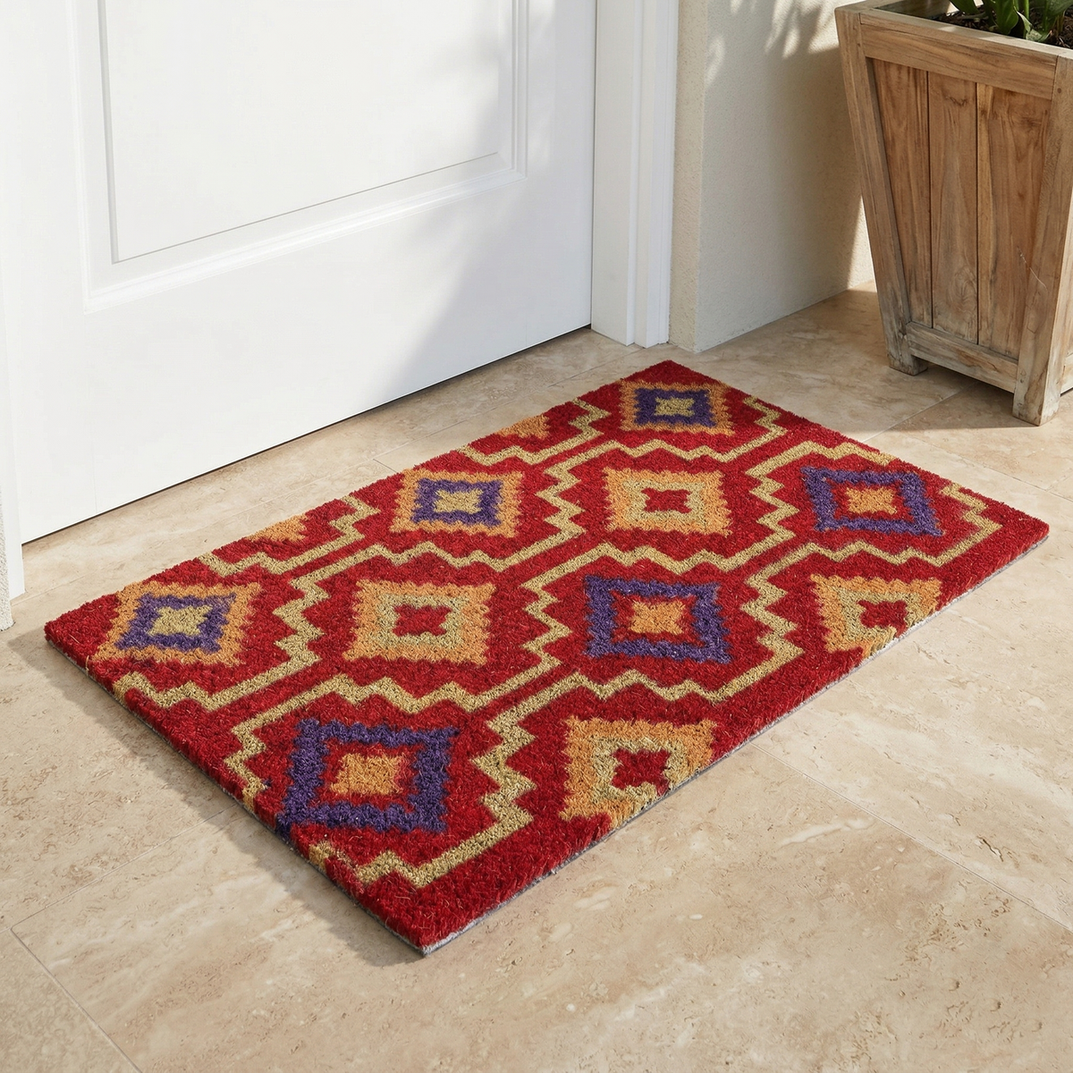 Lhasa Kilim Red Coir Doormat, photo 5 of 31