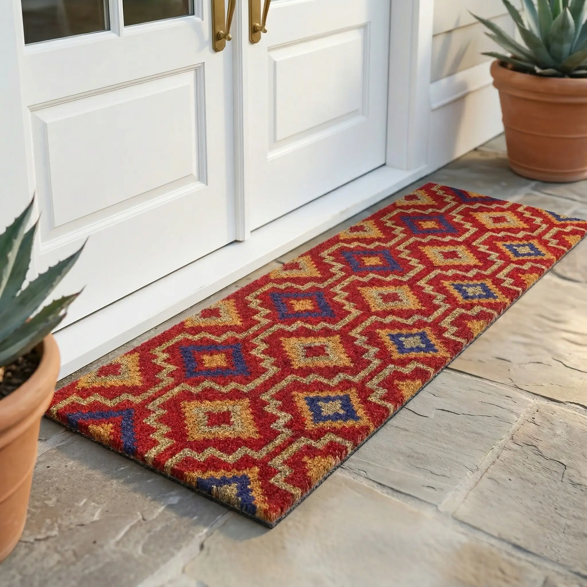 Lhasa Kilim - Red Coir Doormat by Fab Habitat