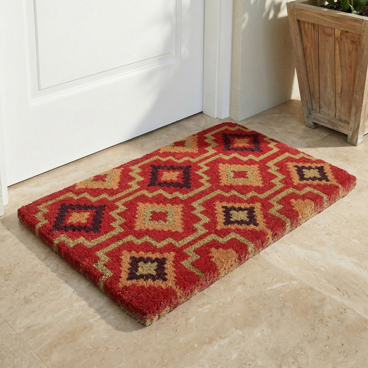 Lhasa Kilim Red Coir Doormat