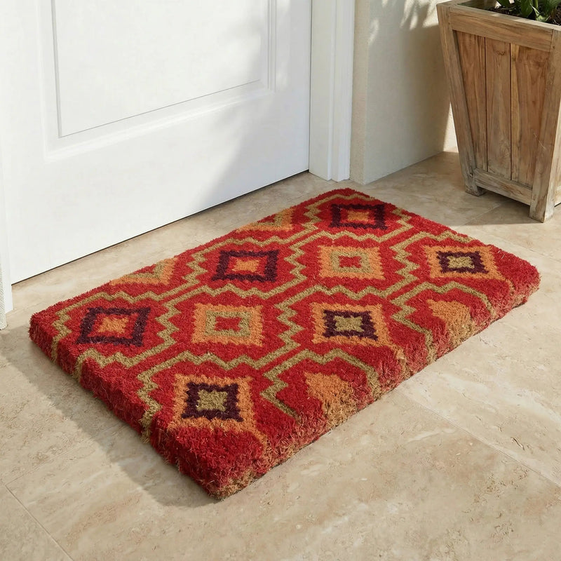 Lhasa Kilim - Red Coir Doormat by Fab Habitat