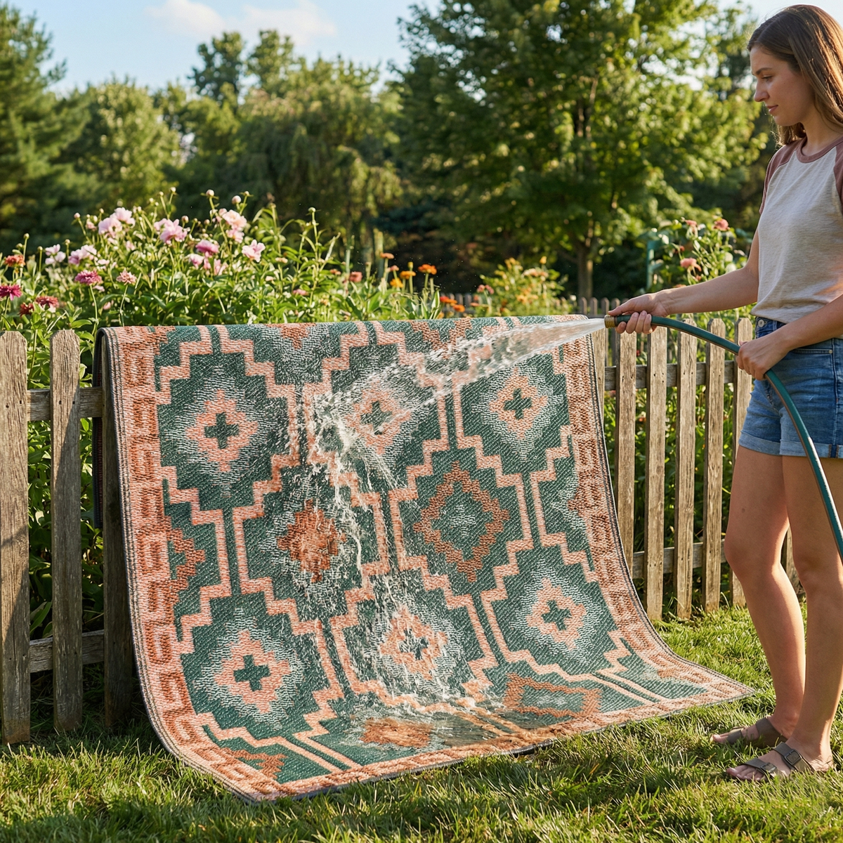 Lhasa - Green Outdoor Rug for Patio, photo 6 of 8