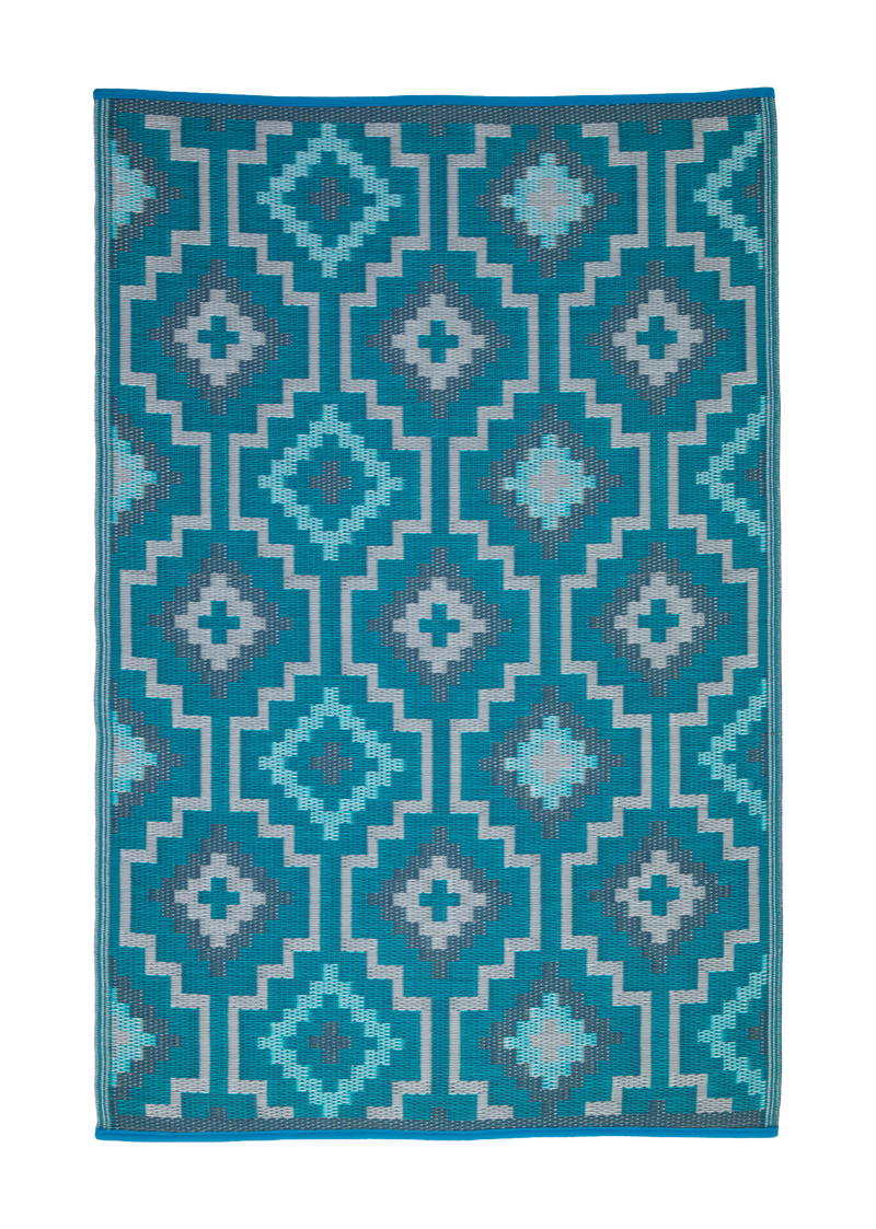 Lhasa - Teal Outdoor Rug for Patio FINAL SALE by Fab Habitat