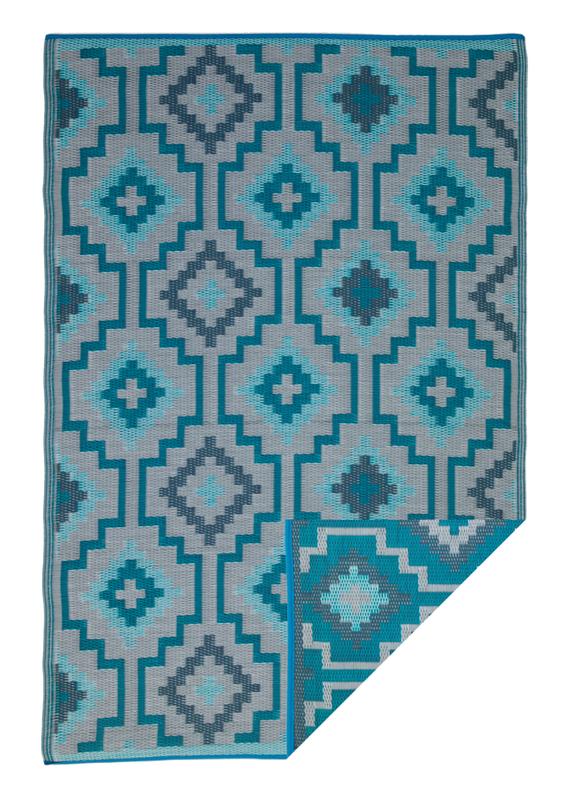 Lhasa - Teal Outdoor Rug for Patio FINAL SALE by Fab Habitat