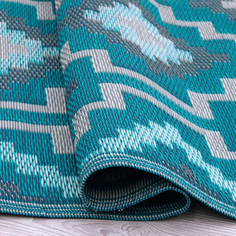 Lhasa - Teal Outdoor Rug for Patio FINAL SALE by Fab Habitat