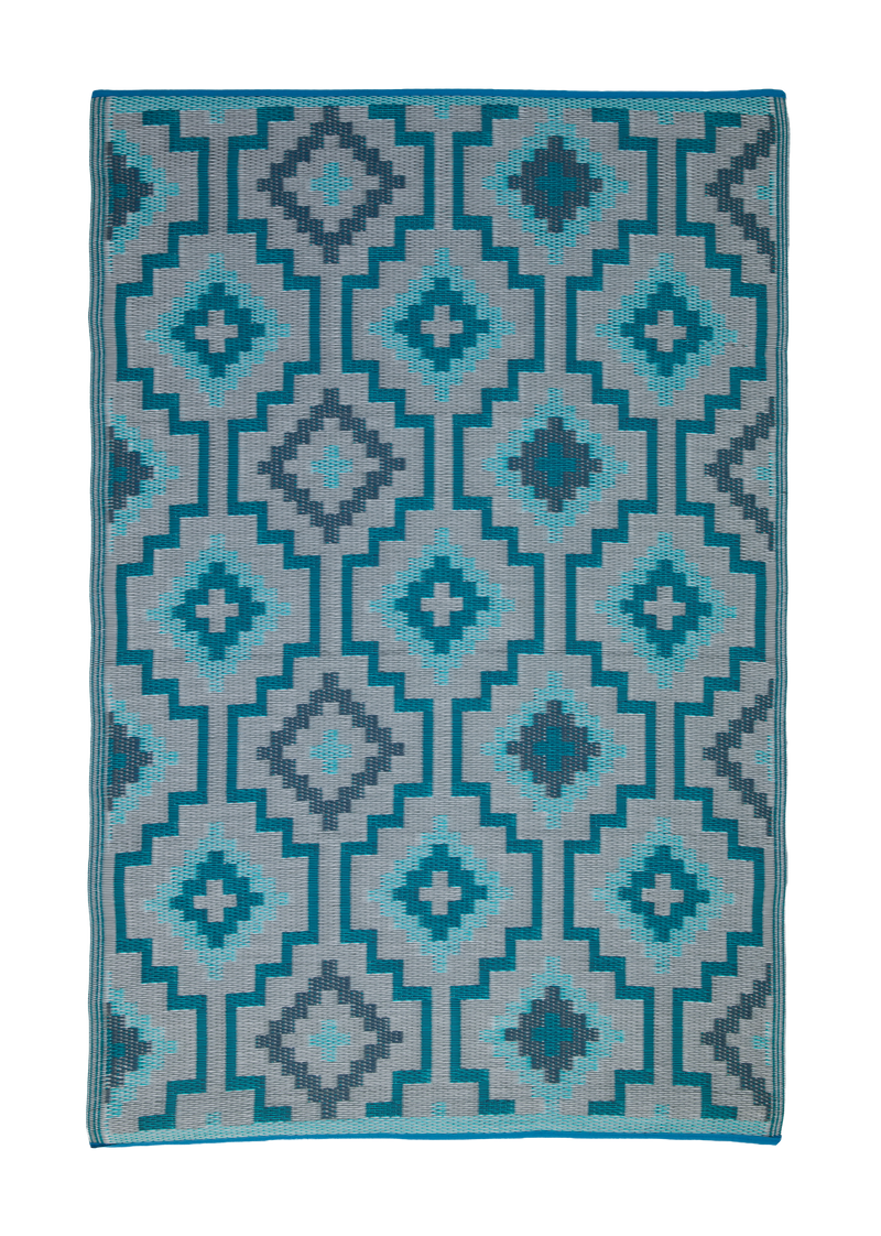 Lhasa - Teal Outdoor Rug for Patio FINAL SALE by Fab Habitat