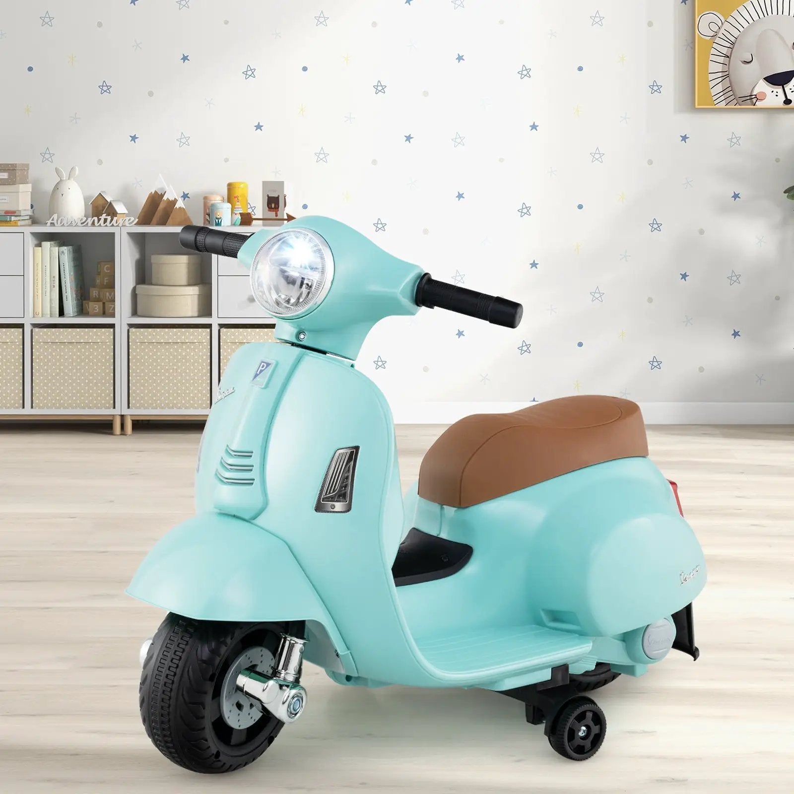 Kids Ride on Motorcycle Licensed Vespa with LED Headlight and Horn Sound by DirectDeals