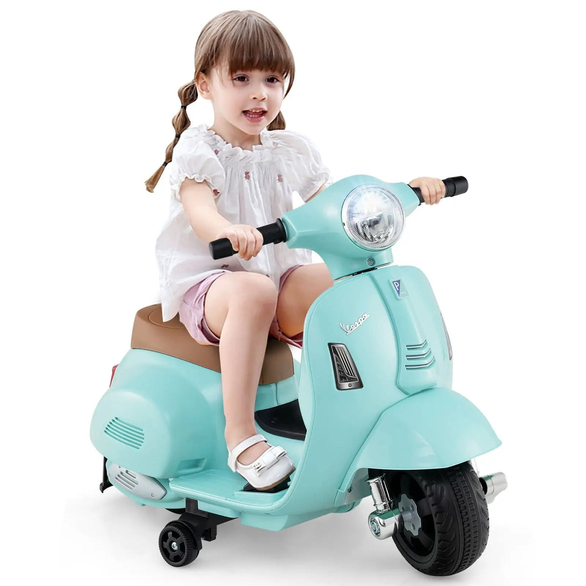 Kids Ride on Motorcycle Licensed Vespa with LED Headlight and Horn Sound by DirectDeals