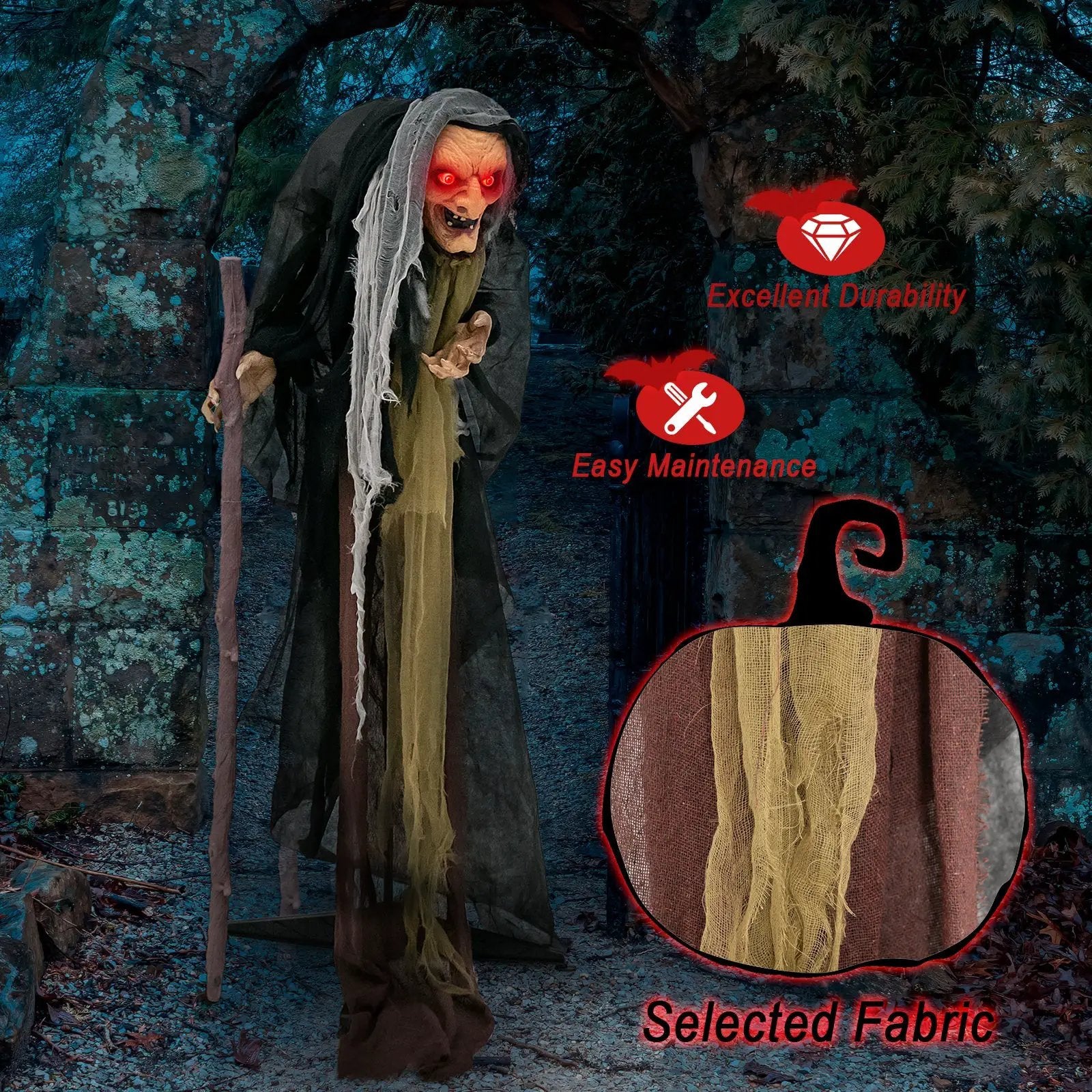 Life Size Animatronic Witch with Pre-Recorded Phrases by DirectDeals