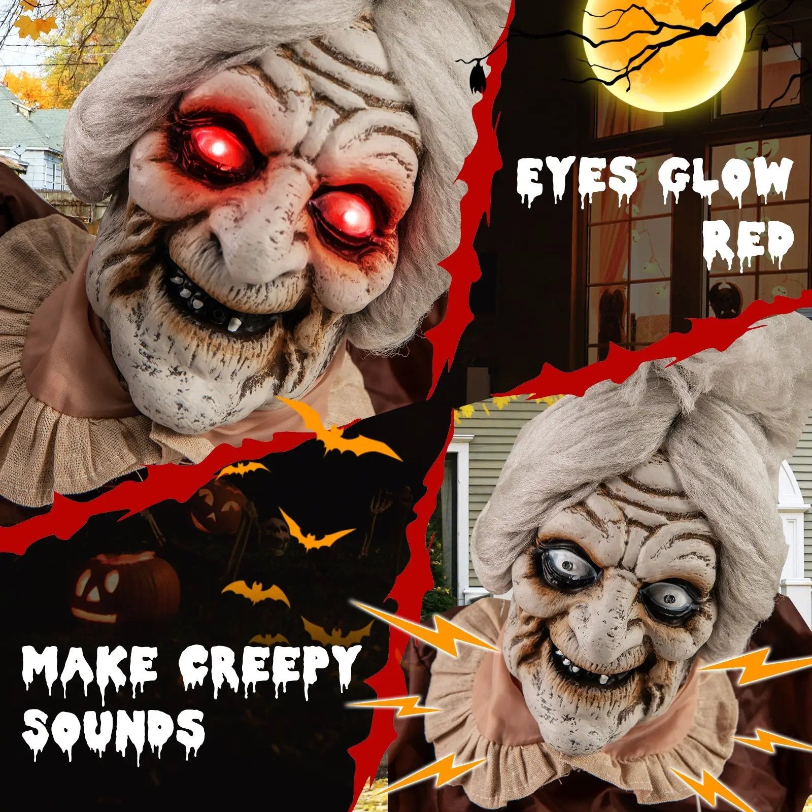 Life-Size Halloween Animatronic Moving and Talking Old Lady Hag Prop by DirectDeals