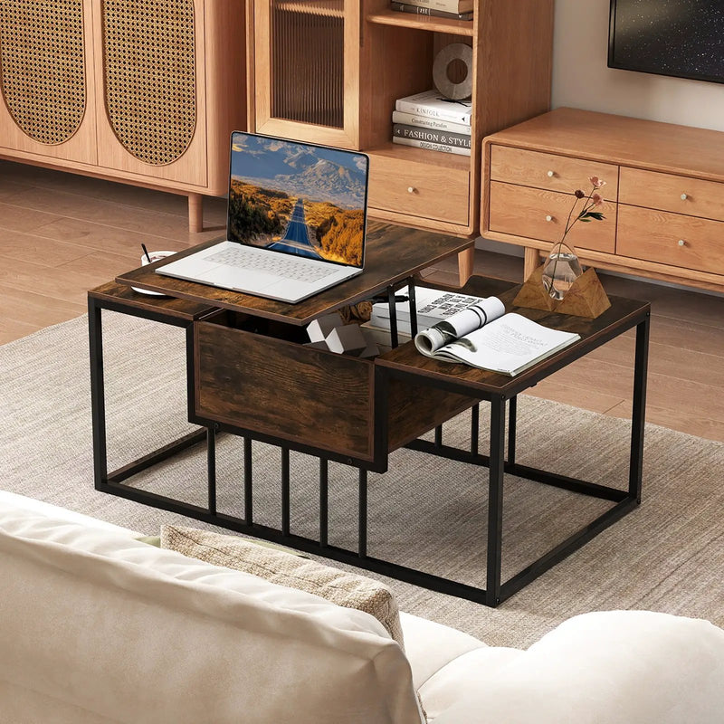Lift Top Coffee Table Modern Center Table with Hidden Storage Compartment by DirectDeals