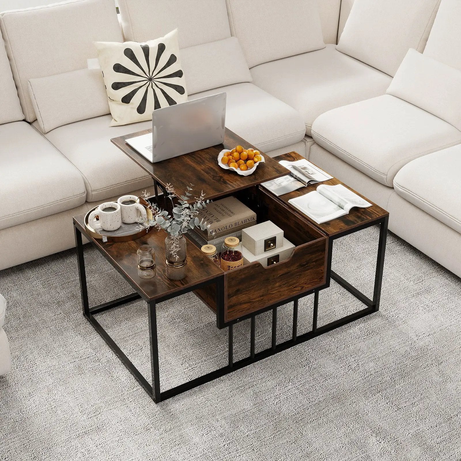 Lift Top Coffee Table Modern Center Table with Hidden Storage Compartment by DirectDeals