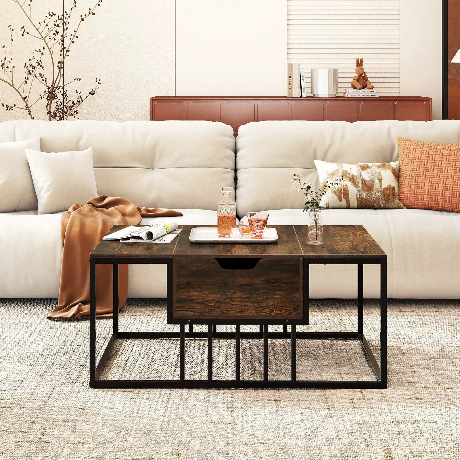 Lift Top Coffee Table Modern Center Table with Hidden Storage Compartment by DirectDeals