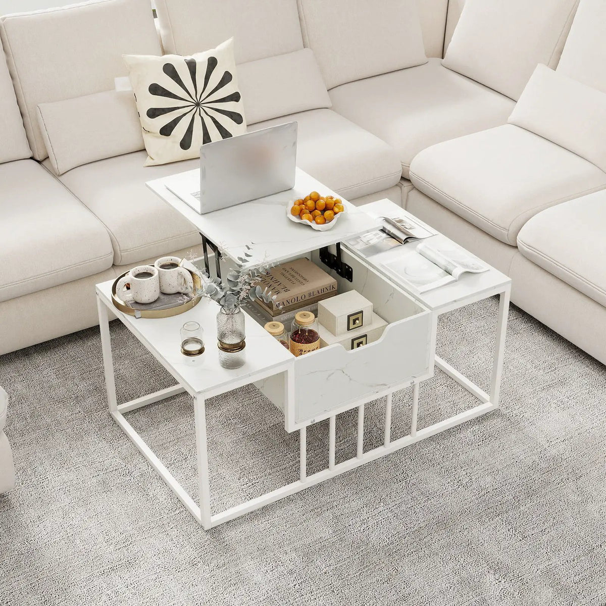 Lift Top Coffee Table Modern Center Table with Hidden Storage Compartment by DirectDeals