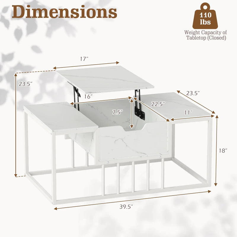 Lift Top Coffee Table Modern Center Table with Hidden Storage Compartment by DirectDeals