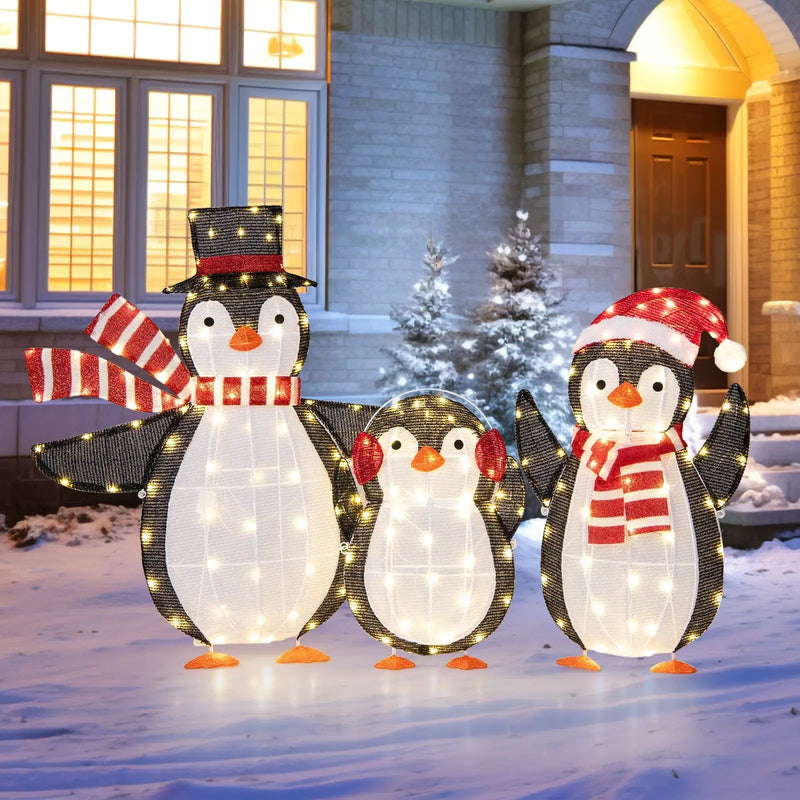 Light up Penguins Christmas Decorations with 194 LED Lights and Zip Ties by DirectDeals