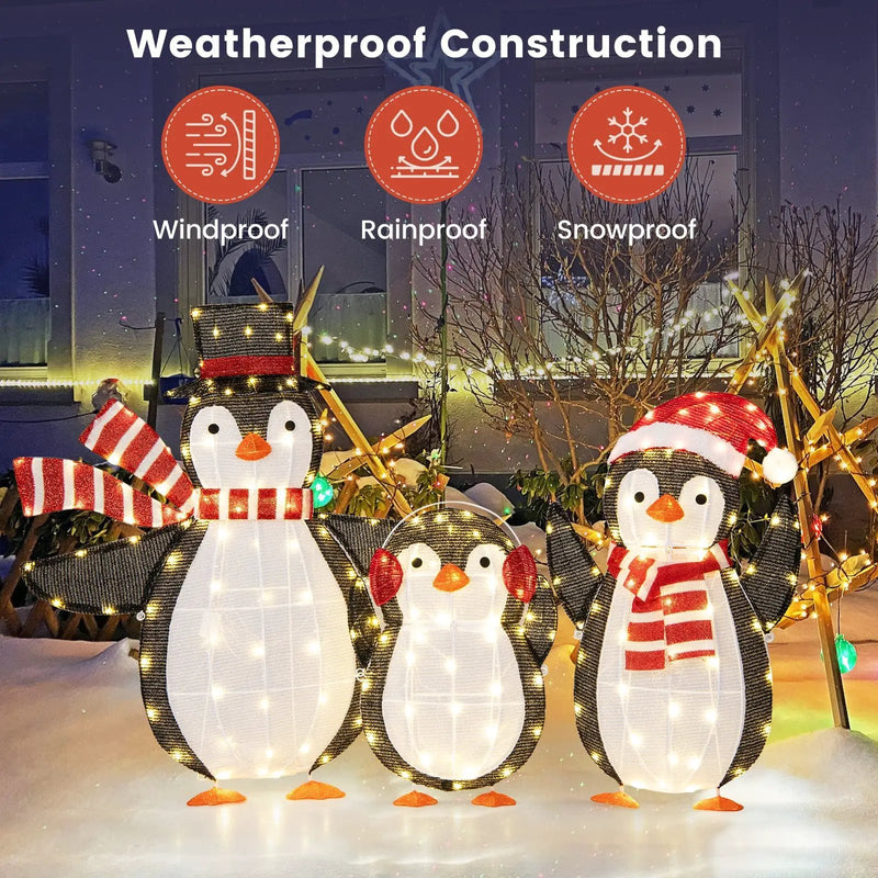 Light up Penguins Christmas Decorations with 194 LED Lights and Zip Ties by DirectDeals
