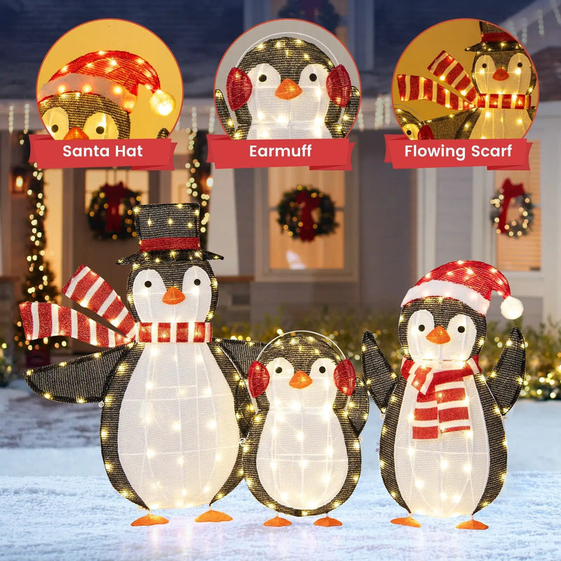 Light up Penguins Christmas Decorations with 194 LED Lights and Zip Ties by DirectDeals