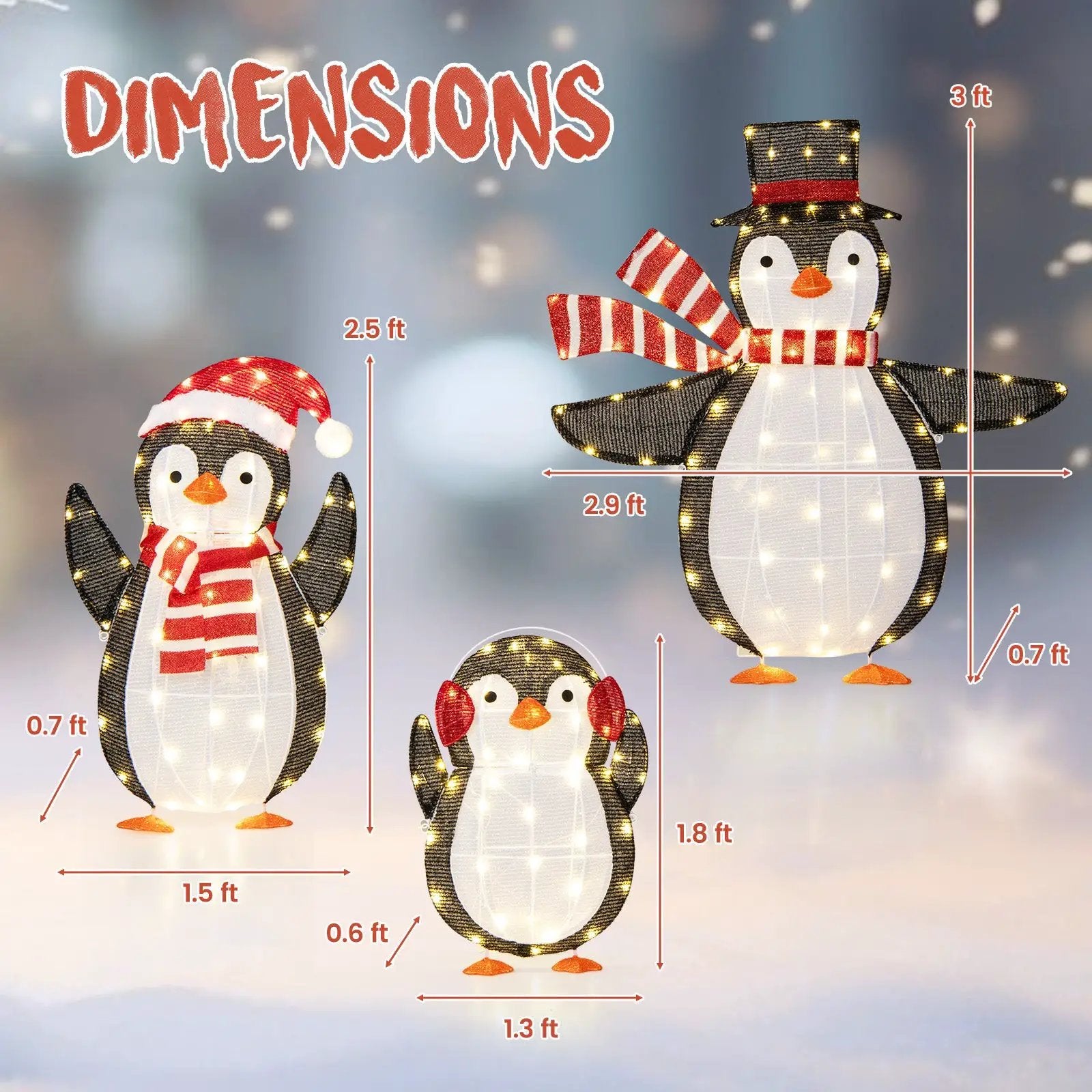 Light up Penguins Christmas Decorations with 194 LED Lights and Zip Ties by DirectDeals
