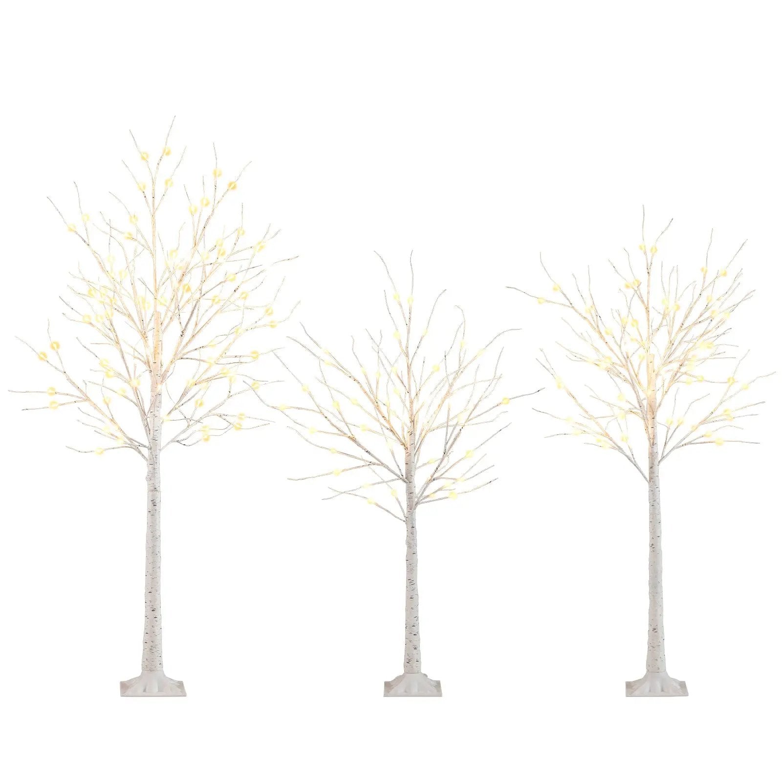 Lighted Birch Tree Set of 3 with 4/5/6 FT Pre-Lit Artificial Christmas Tree for Holiday Party by DirectDeals
