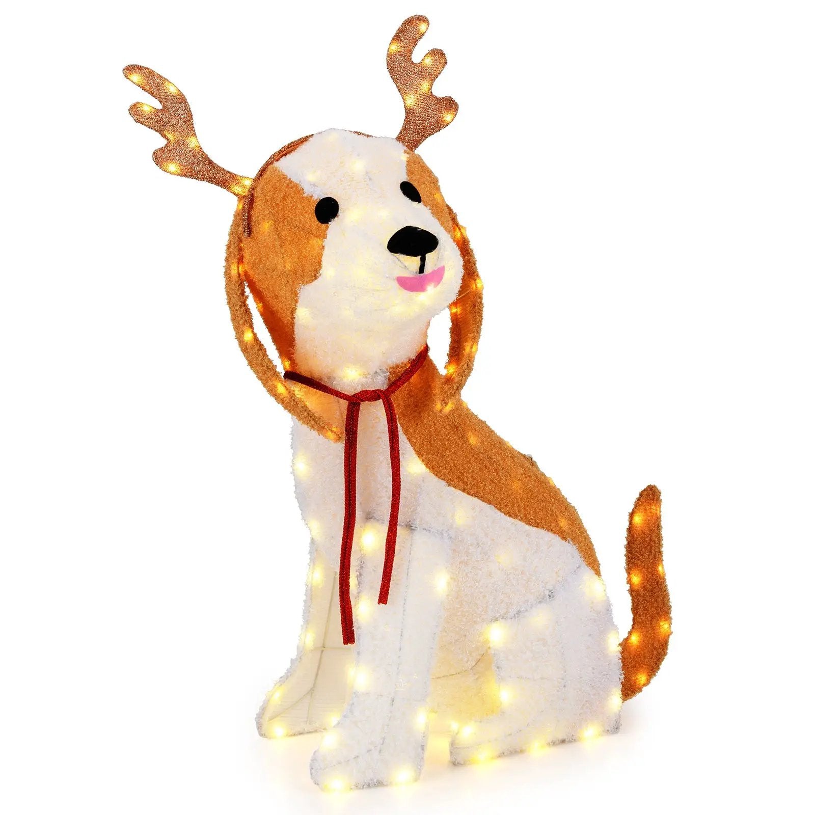 Lighted Christmas Dog with LED Lights Ground Stakes and Cable Tiers by DirectDeals