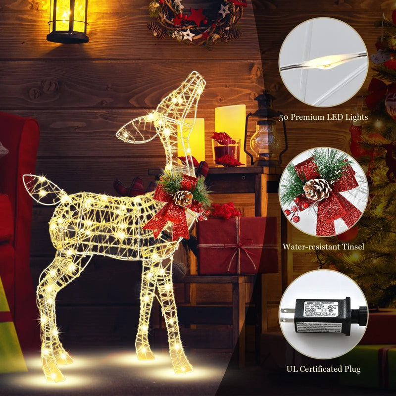 34.5 Inch Lighted Christmas Reindeer Decoration with 50 Warm White LED Lights by DirectDeals