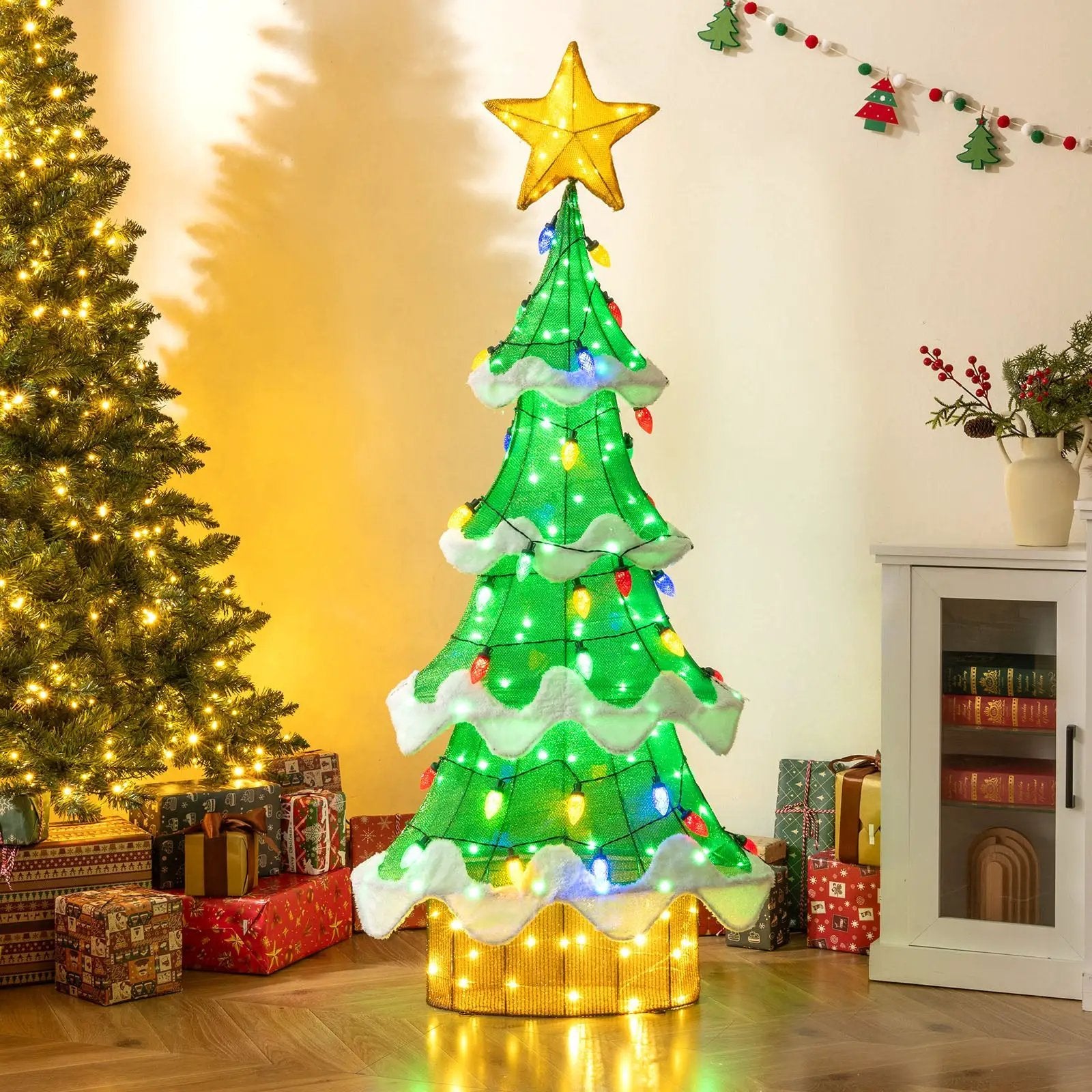 Lighted Christmas Tree Outdoor Indoor 3D Mesh Tree with 34 Colorful St