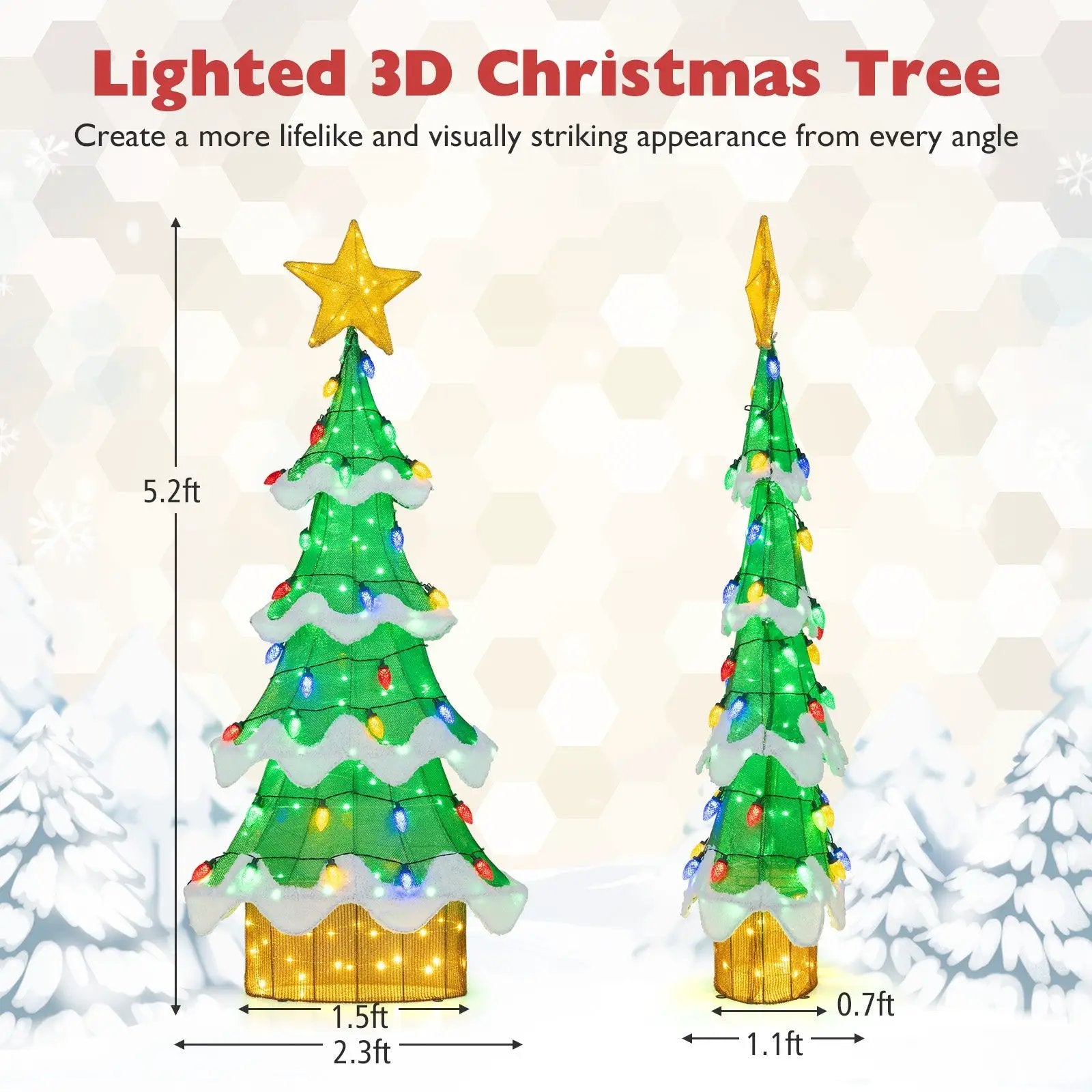 Lighted Christmas Tree Outdoor Indoor 3D Mesh Tree with 34 Colorful Strawberry Bulbs-M by DirectDeals
