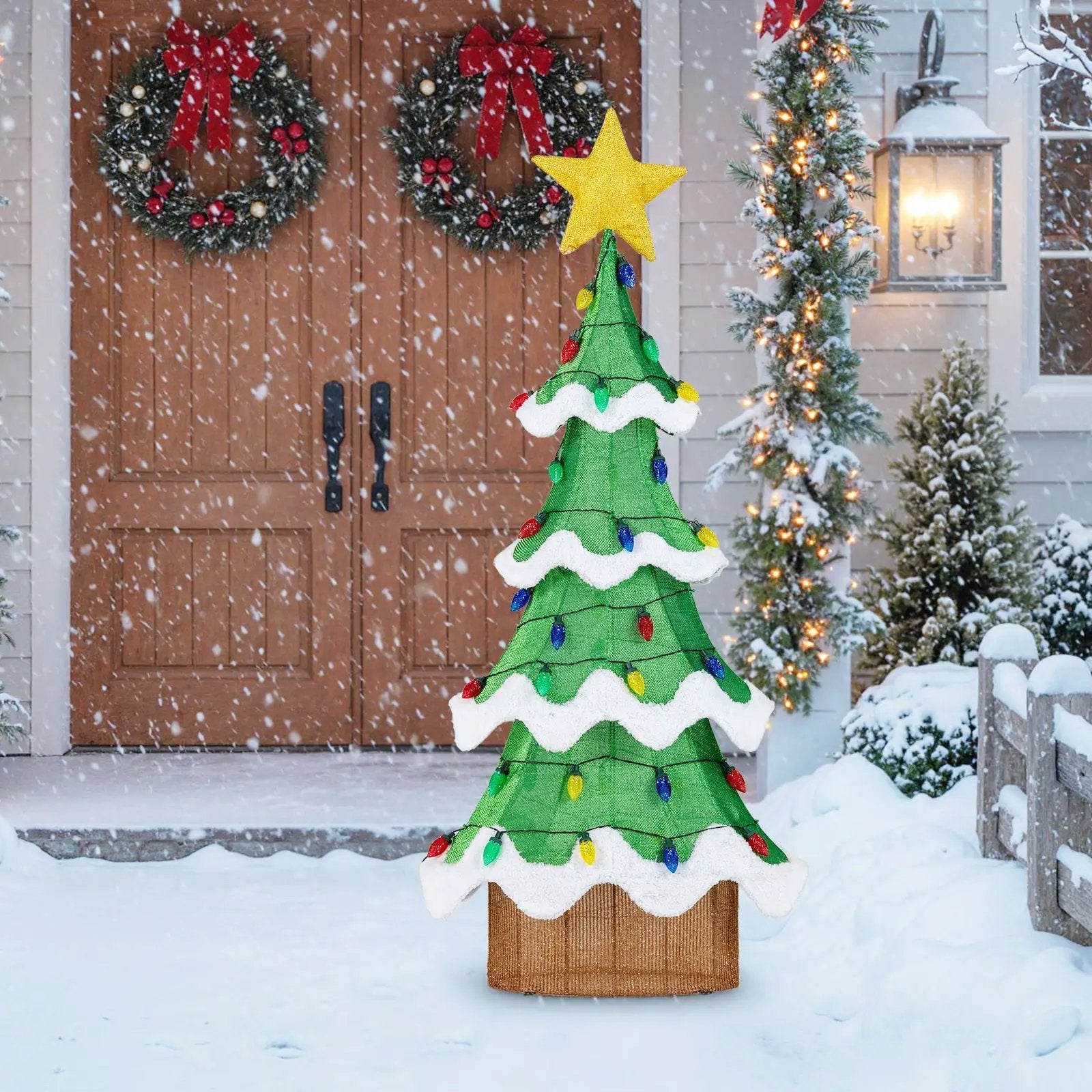 Lighted Christmas Tree Outdoor Indoor 3D Mesh Tree with 34 Colorful Strawberry Bulbs-M by DirectDeals