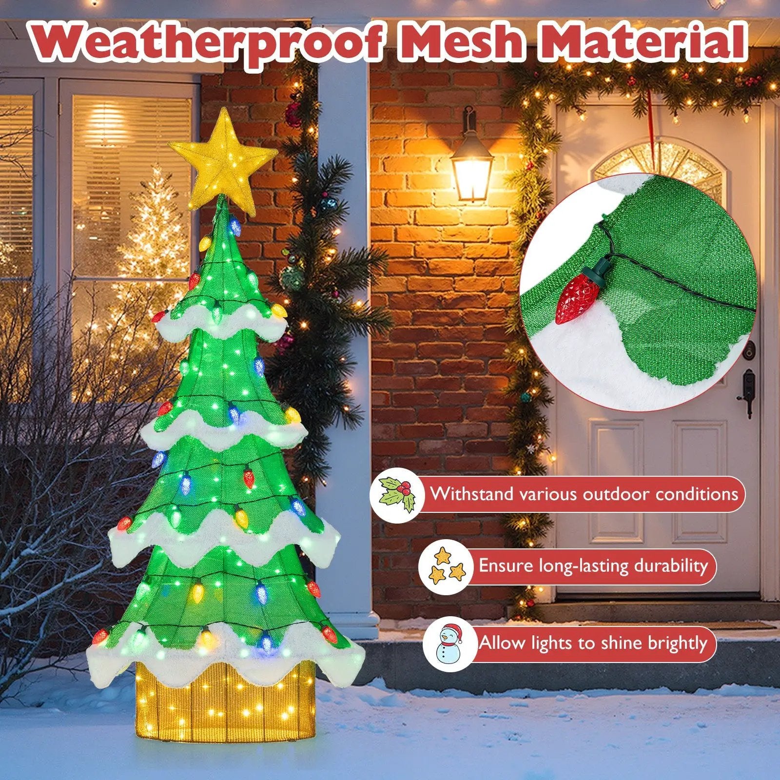 Lighted Christmas Tree Outdoor Indoor 3D Mesh Tree with 34 Colorful Strawberry Bulbs-M by DirectDeals