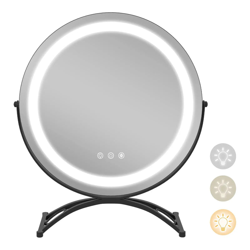 16 x 16 Inch Round LED Vanity Mirror with 3-Color Lighting and Brightness Dimming by DirectDeals