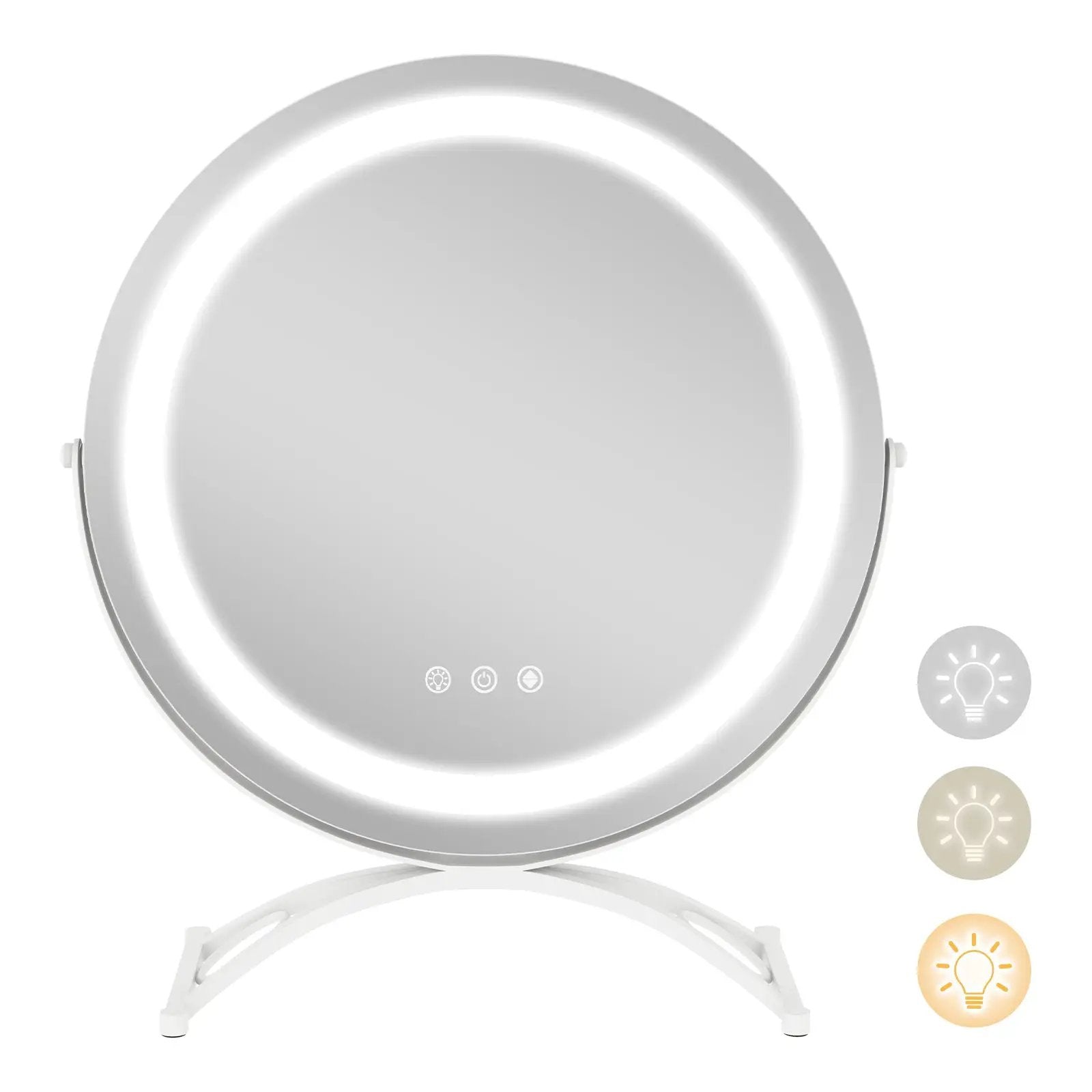 16 x 16 Inch Round LED Vanity Mirror with 3-Color Lighting and Brightness Dimming by DirectDeals
