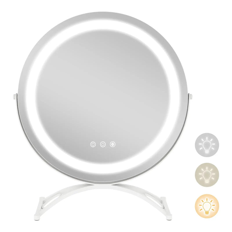 16 x 16 Inch Round LED Vanity Mirror with 3-Color Lighting and Brightness Dimming by DirectDeals