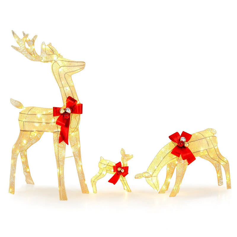 3 Pieces Lighted Reindeer Family Set with 230 LED Lights Stakes by DirectDeals