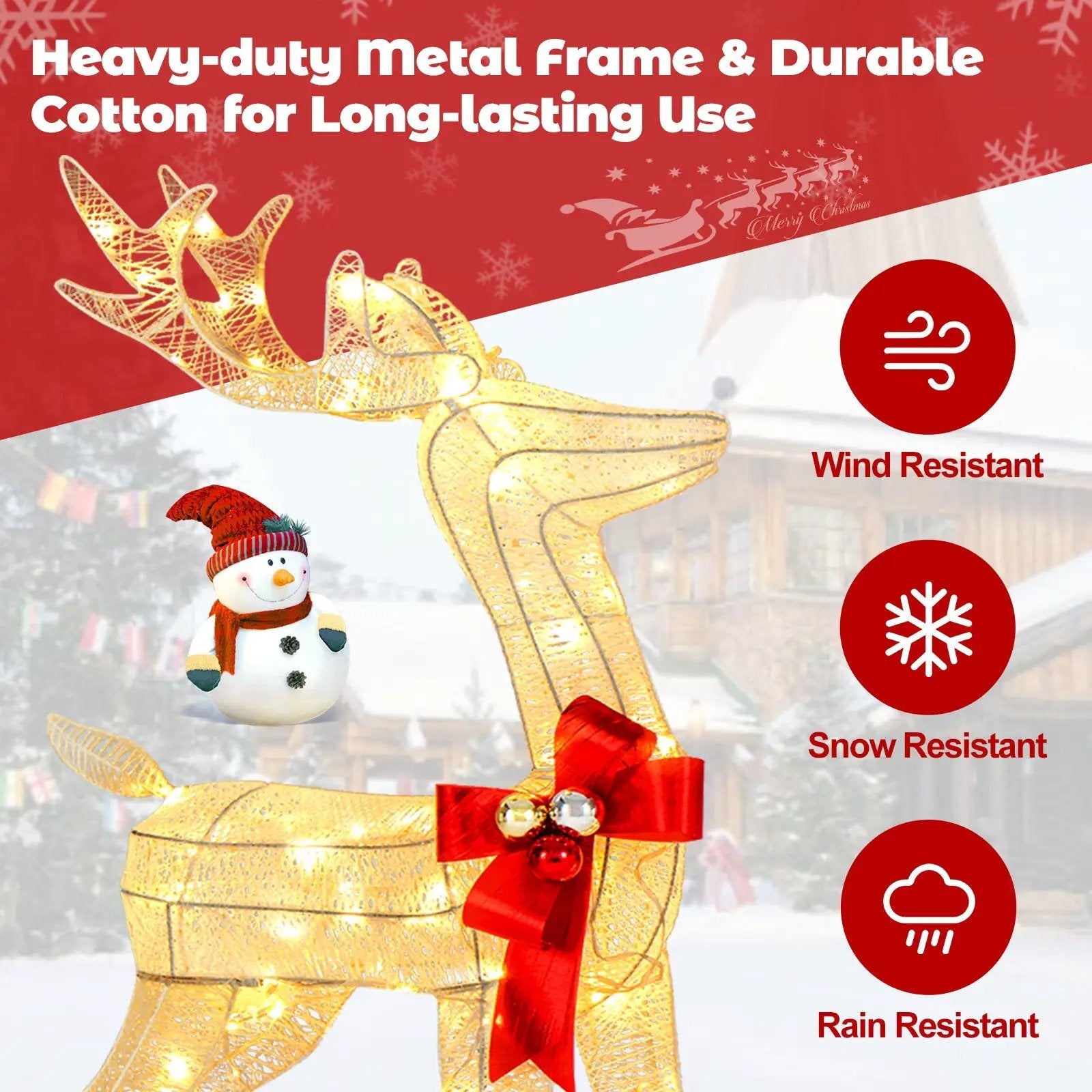 3 Pieces Lighted Reindeer Family Set with 230 LED Lights Stakes by DirectDeals