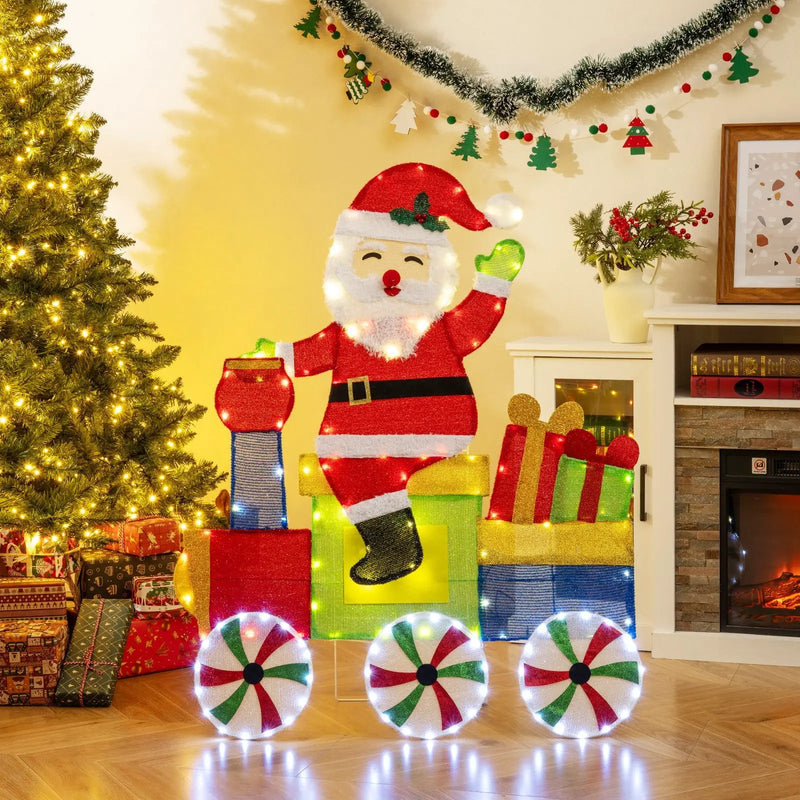 Lighted Santa on Train Christmas Decoration with LED Lights by DirectDeals