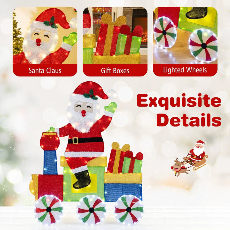 Lighted Santa on Train Christmas Decoration with LED Lights by DirectDeals
