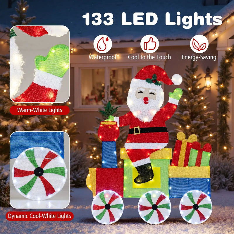 Lighted Santa on Train Christmas Decoration with LED Lights by DirectDeals