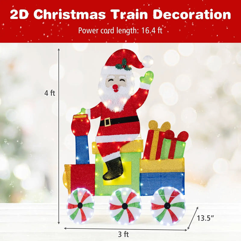 Lighted Santa on Train Christmas Decoration with LED Lights by DirectDeals